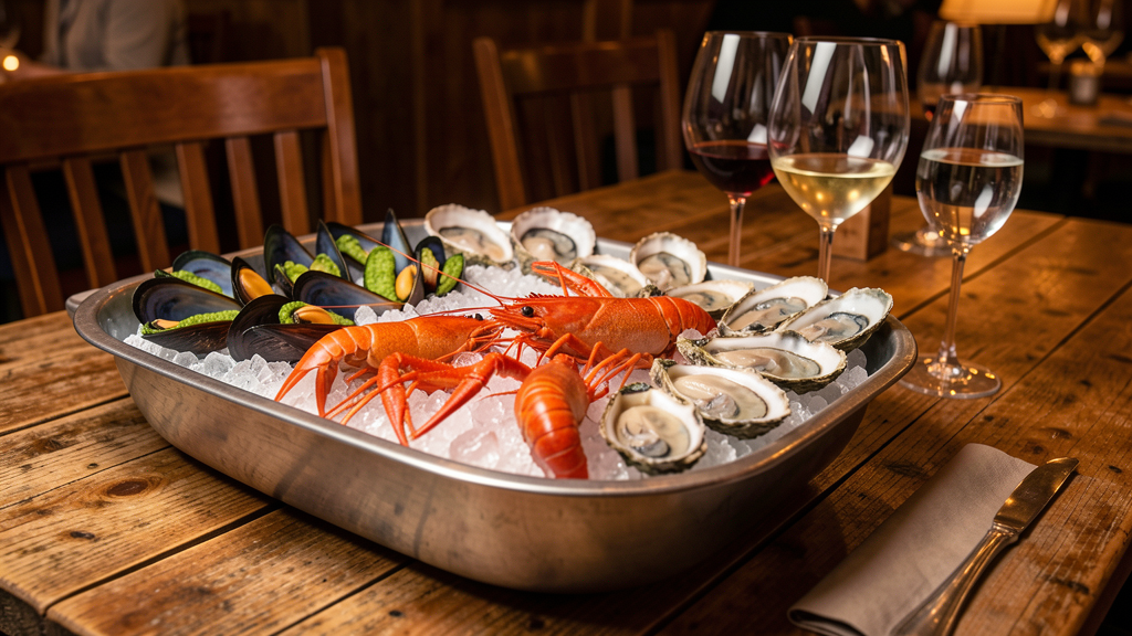 Fresh New Zealand seafood and wine